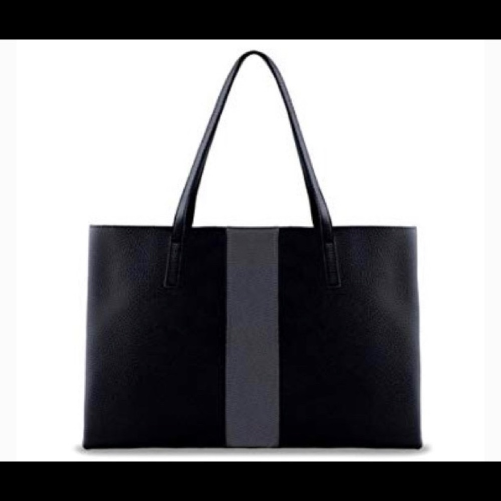 Vince Camuto “Luck” Tote in Black with Gray Stripe